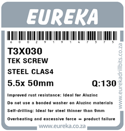 T3X030 - Tek Screw Steel Class 4 -T3X030_Label_T